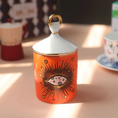 Big Eye Jar Starry Sky Incense Candle Holder with Hand Lid Aromatherapy Candle Jar Handmade Candleabra Home Decoration