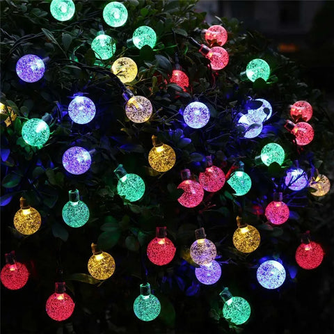 NEW Solar Lamp 10M 50Led Crystal Ball Globe Luz Waterproof Warm White Fairy Light Garden Decoration Outdoor Solar Led String