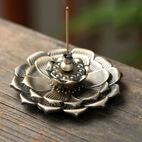 New 1PC Alloy Incense Burner Stick Holder Plate Buddhism Lotus Censer Bronze Nasturtium Incense Burner