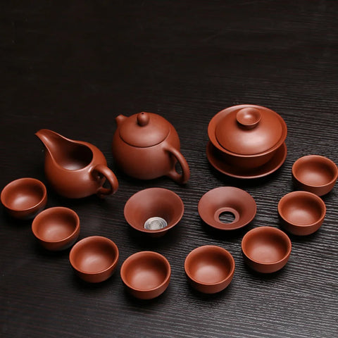 Hot Sale Ceramic Purple Clay Tea Set Kung Fu Pot Infuser Xishi Gaiwan Teapot Serving Cup Teacup Chinese Drinkware High Quality