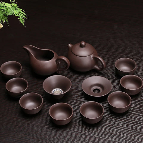 Hot Sale Ceramic Purple Clay Tea Set Kung Fu Pot Infuser Xishi Gaiwan Teapot Serving Cup Teacup Chinese Drinkware High Quality