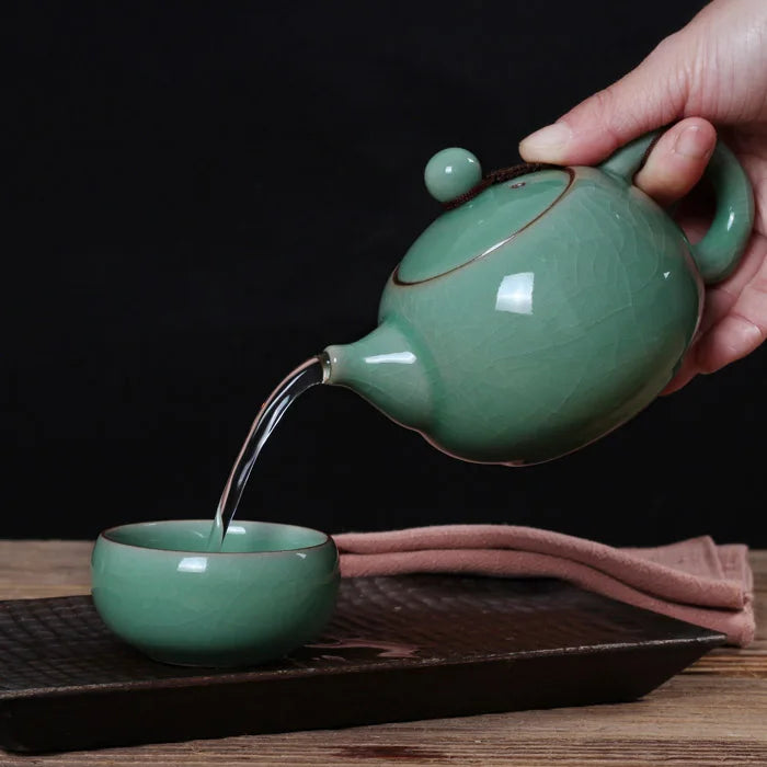 200ml Ice Crack Longquan/Celadon/Xishi Pot/ Teapot/Tea Set/Brother Kiln/China Ceramic/Single Pot /Filter Teapot/Gift