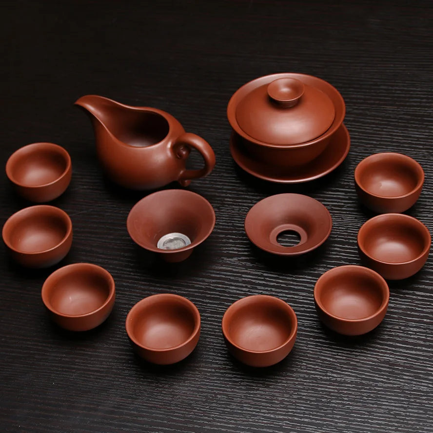 Hot Sale Ceramic Purple Clay Tea Set Kung Fu Pot Infuser Xishi Gaiwan Teapot Serving Cup Teacup Chinese Drinkware High Quality