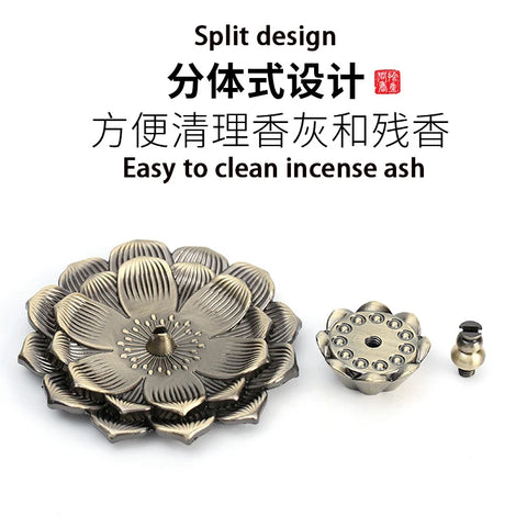 New 1PC Alloy Incense Burner Stick Holder Plate Buddhism Lotus Censer Bronze Nasturtium Incense Burner