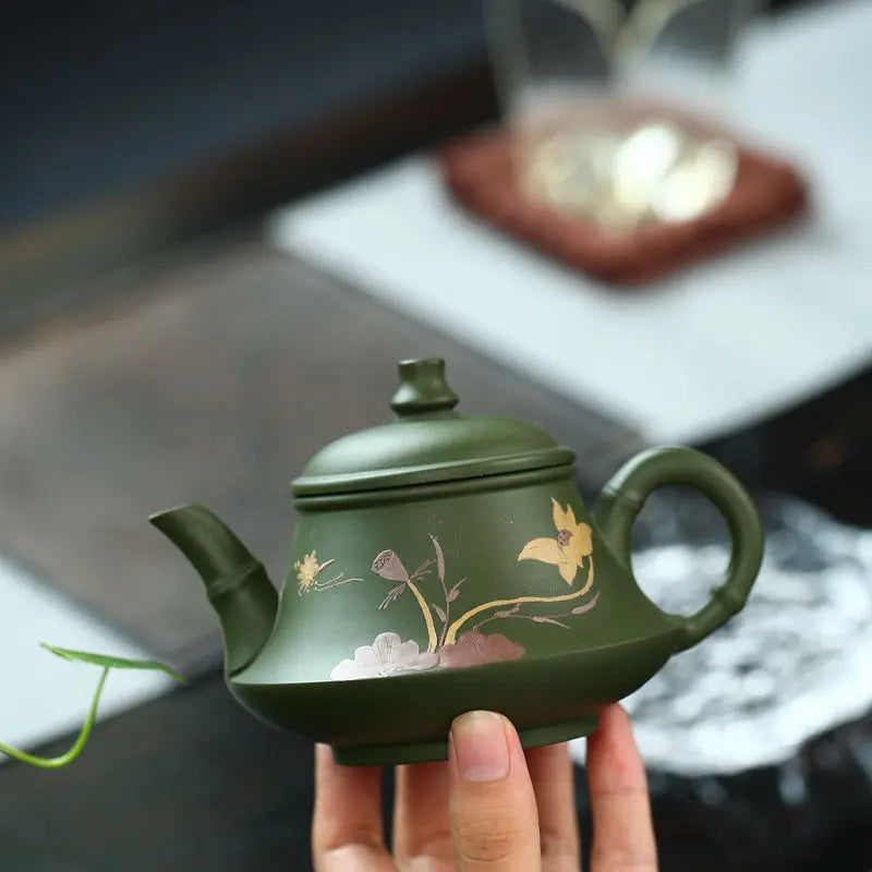 230CC Real Handmade Green Kettle Yixing Purple Clay Teapot Puer Tea Set Kung Fu Zisha Teaware Free Shipping