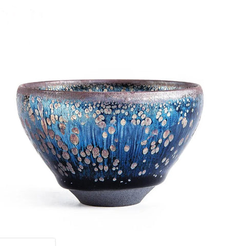 Jianzhan Blue Star Tenmokus Cup Yuteki Natural Glaze China Song Dynasty Craft Ceramic Tea Bowl intangible cultural heritage