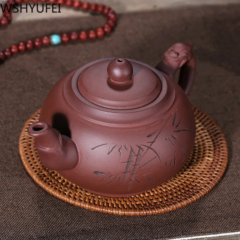 Chinese Yixing teapot purple clay tea pot handmade unique shape purple casserole household Dahongpao Tieguanyin tea set 450ml