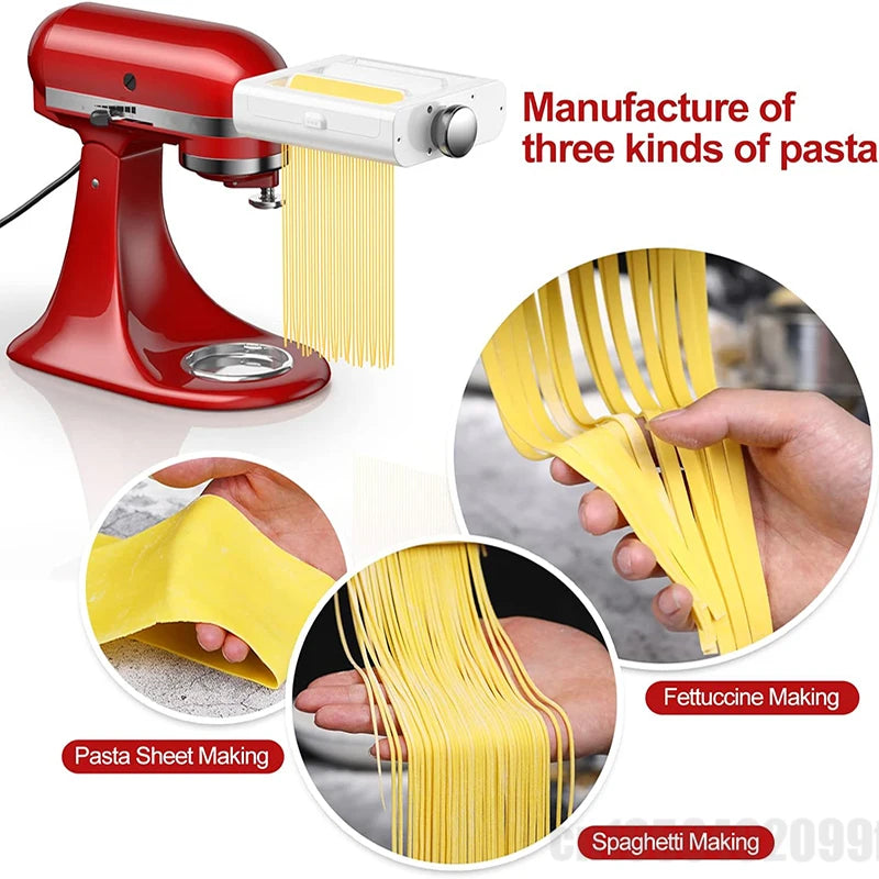 Pasta Spaghetti Fettuccine For KitchenAid Portable Noodle Maker 3-in-1 Roller Cutter Making Tool Press Washable Machine Making