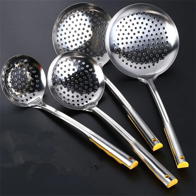 Thickened Stainless Steel Large Colander Filter Spoon Household Noodles Strainer Skimmer Oil Separator Kitchen Gadgets