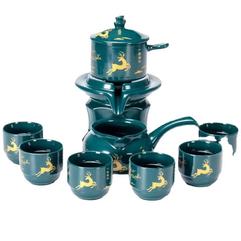 8 Pcs Set Semi Automatic Tea Sets Chinese Ceramic Purple Clay Tea Set Tea Cup The Kung Fu Teapot Set