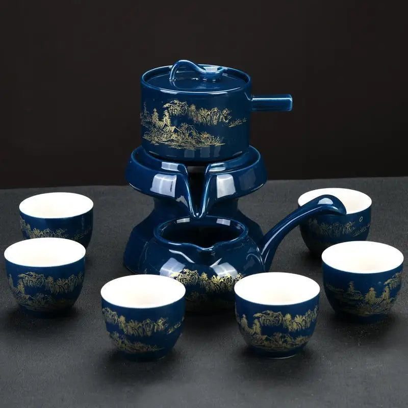 8 Pcs Set Semi Automatic Tea Sets Chinese Ceramic Purple Clay Tea Set Tea Cup The Kung Fu Teapot Set