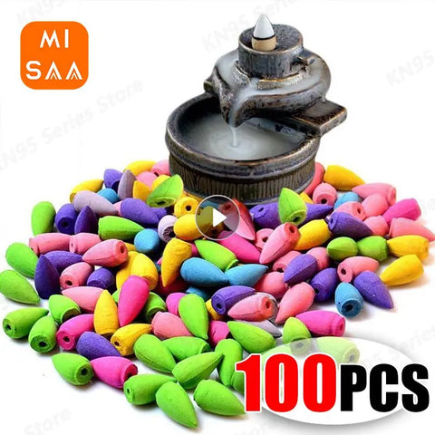 Mixed Waterfall Smoke Backflow Natural Incense Cone Incense Cone Lavender Multi-scented Suitable for Places Tea Room Yoga Room