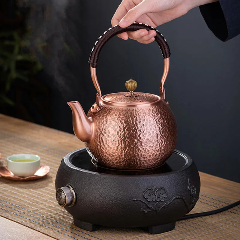 GIANXI Red Copper Teapot Chinese Tea Ceremony Handmade Pure Tea Kung Fu Tea Copper Teawear Retro Keep In Good Health Tea Kettle