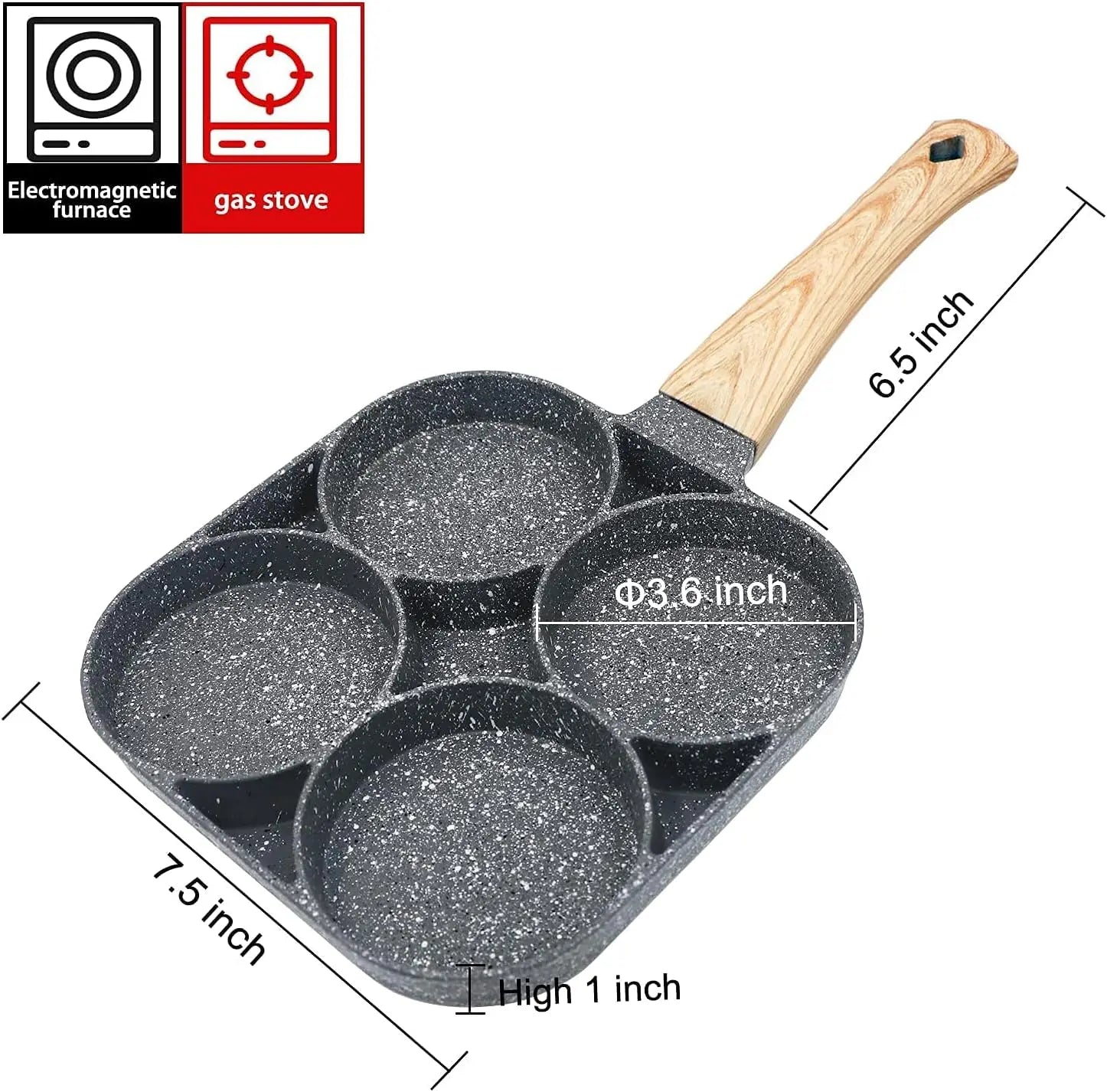 Egg Frying Pan Nonstick Pancake Pans 4-Hole Cookware Pancake Pan Egg Burger Ham Pan Suitable for Gas Stove Induction Cooker