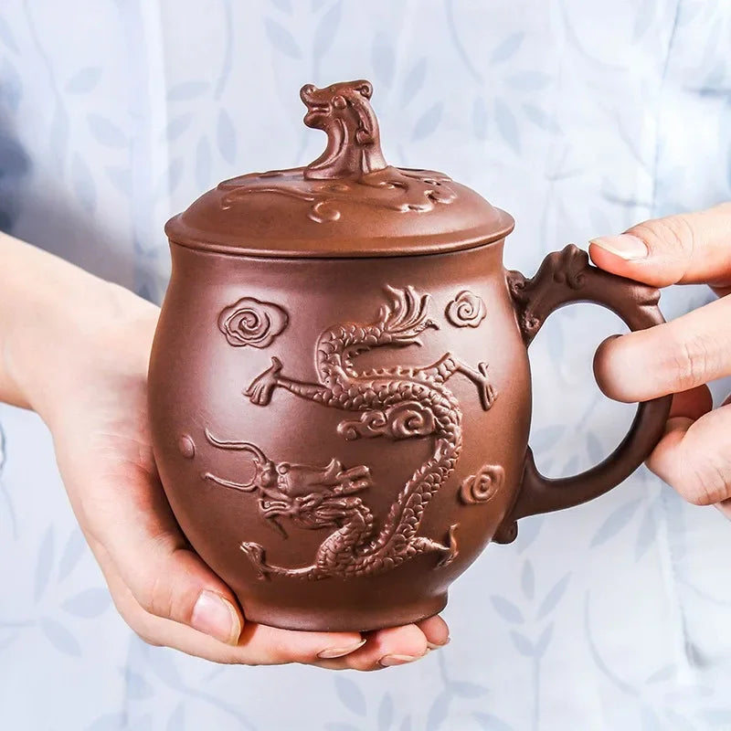 Purple Clay Teapots Chinese Kung Fu Tea Set Master Hand Carved Teapot with Tea Infuser Green Tea Filter Kettle Tea Accessories