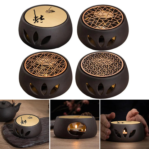 Ceramic Teapot Warmer Tea Warmer with Tealight Tray Candle Furnace Coffee Warmer Base Porcelain Scented Candle Warm Holder