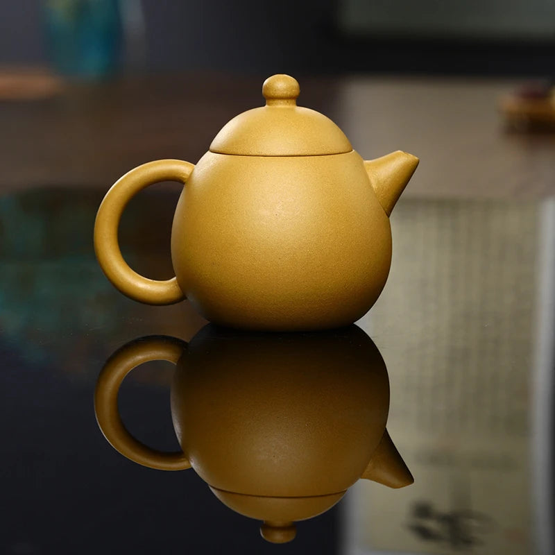 250ML Small Capacity Real Handmade Yixing Kettle Raw Ore Duan Mud Clay Teapot Golden Teaware Kun Fu Zisha Tea Pot Free Shipping