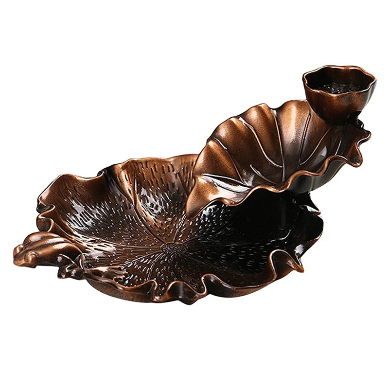 Metal Lotus Leaf Backflow Smoke Incense Cones Burner Holder Censer Aromatherapy Smoke Reflux Incense Burner Home Decor