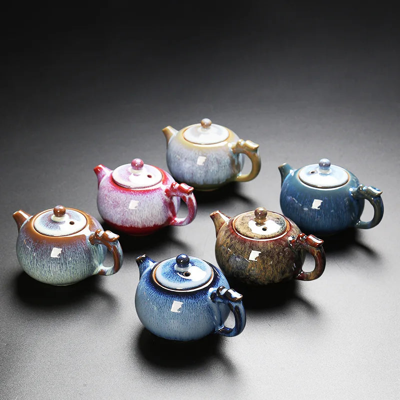 Kiln Change Tianmu Glaze Teapot Household Ceramic Kung Fu Tea Set Longdan Pot Jianzhan Bubble Teapot Xishi Pot