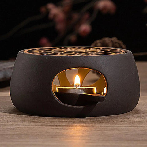 Ceramic Teapot Warmer Tea Warmer with Tealight Tray Candle Furnace Coffee Warmer Base Porcelain Scented Candle Warm Holder