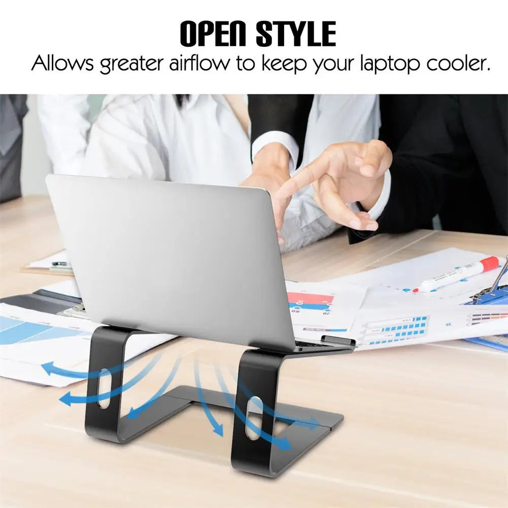 Laptop Stand Ergonomic Laptops Desk Elevator Riser Metal Cooling Holder Compatible For Up To 15.6 Inches Notebook Computer