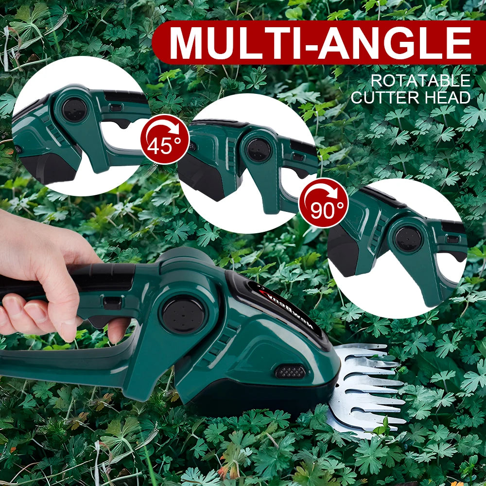 2 IN 1 20000RPM Handheld Electric Hedge Trimmer Garden Tool 24V Cordless Rechargeable Household Shrub Weeding Pruning Lawn Mower