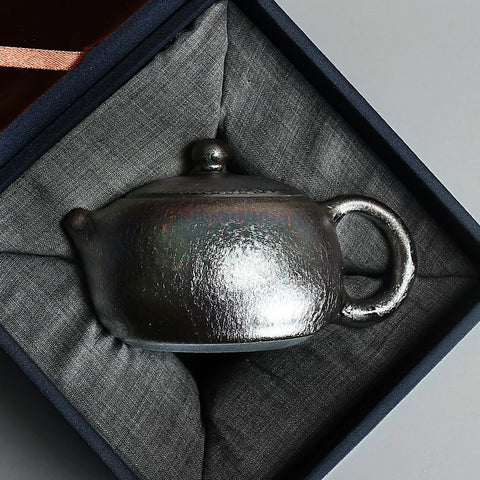 Chunxuan Tang|Zeng Guangxu Raw Ore Temmoku Glaze Jianzhan Xi Shi Pot High Temperature Kiln Baked Teapot Ball Hole Tea-Making Set