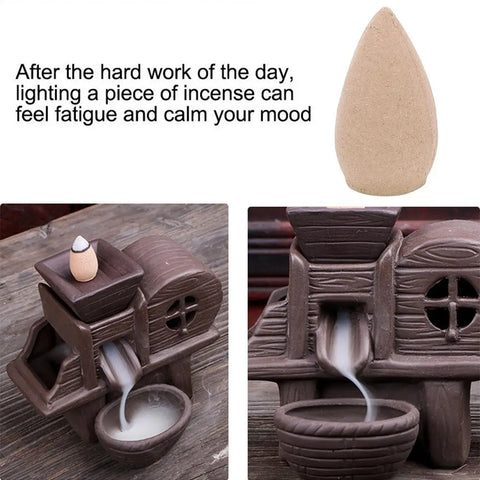 Natural Tower Incense Reflux Incense Cone Fragrance Scent Sandalwood Air Purifying Freshener Toilet Decor