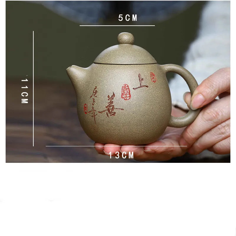 Chinese Style Hand Carved Home Drinking Utensils Purple Sand Dahongpao Dragon Egg Teapot Heat-resistant Tea Set Tea Set Teapot