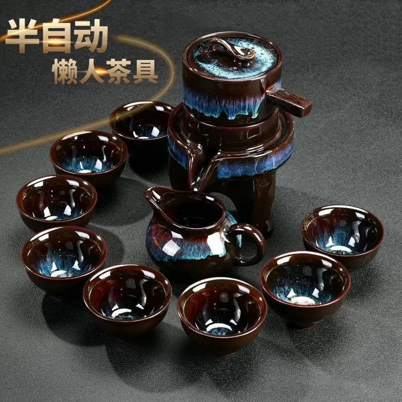 8 Pcs Set Semi Automatic Tea Sets Chinese Ceramic Purple Clay Tea Set Tea Cup The Kung Fu Teapot Set