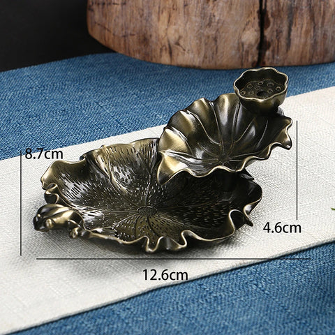 Hot sale 1PC Alloy Incense Burner Stick Holder Plate Buddhism Lotus Censer Bronze Nasturtium Incense Burner 2 Styles