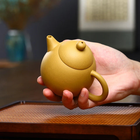 250ML Small Capacity Real Handmade Yixing Kettle Raw Ore Duan Mud Clay Teapot Golden Teaware Kun Fu Zisha Tea Pot Free Shipping