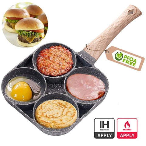 Egg Frying Pan Nonstick Pancake Pans 4-Hole Cookware Pancake Pan Egg Burger Ham Pan Suitable for Gas Stove Induction Cooker