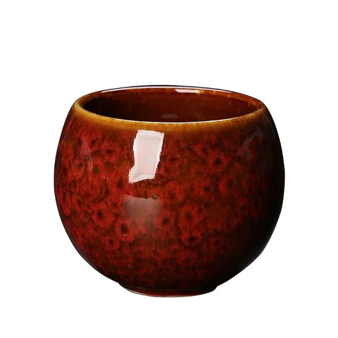 Temmoku Glaze Kung Fu Tea Cups, Ceramic Fambe Master Single Cup, Always-Standing Sub Jianzhan Glaze Change Dragon Egg, 120ml Cup