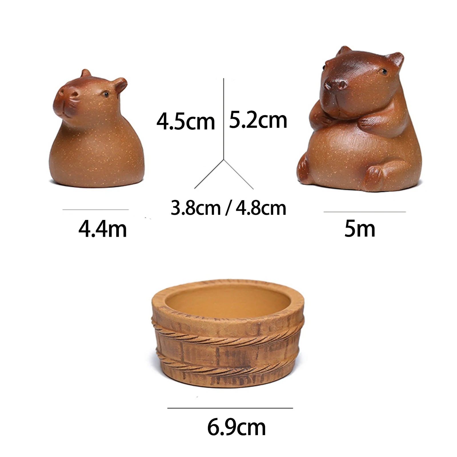 Capybara Tea Pet Statue Lovely Tea Pet Ornaments Pottery Clay Mini Capybara Sculpture for Home Bedroom Shelf Office Tea Lovers