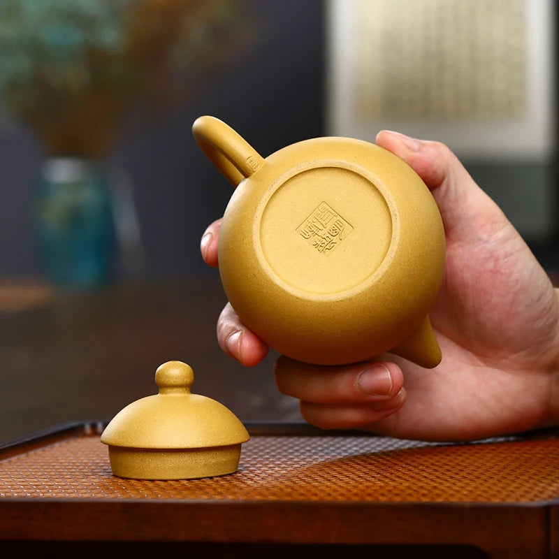 250ML Small Capacity Real Handmade Yixing Kettle Raw Ore Duan Mud Clay Teapot Golden Teaware Kun Fu Zisha Tea Pot Free Shipping