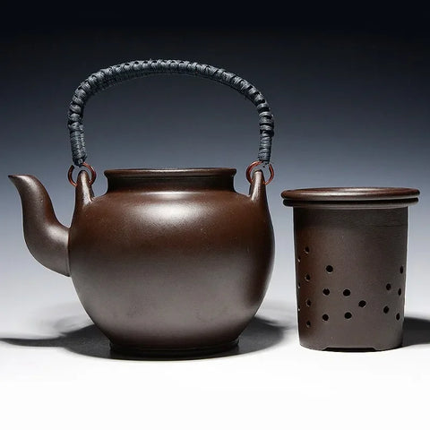 2023New Chinese Purple Clay Tea Pot Chinese Kung Fu Zisha Large Capacity With Filter Handle Hand-painted Teapot Kettle Set