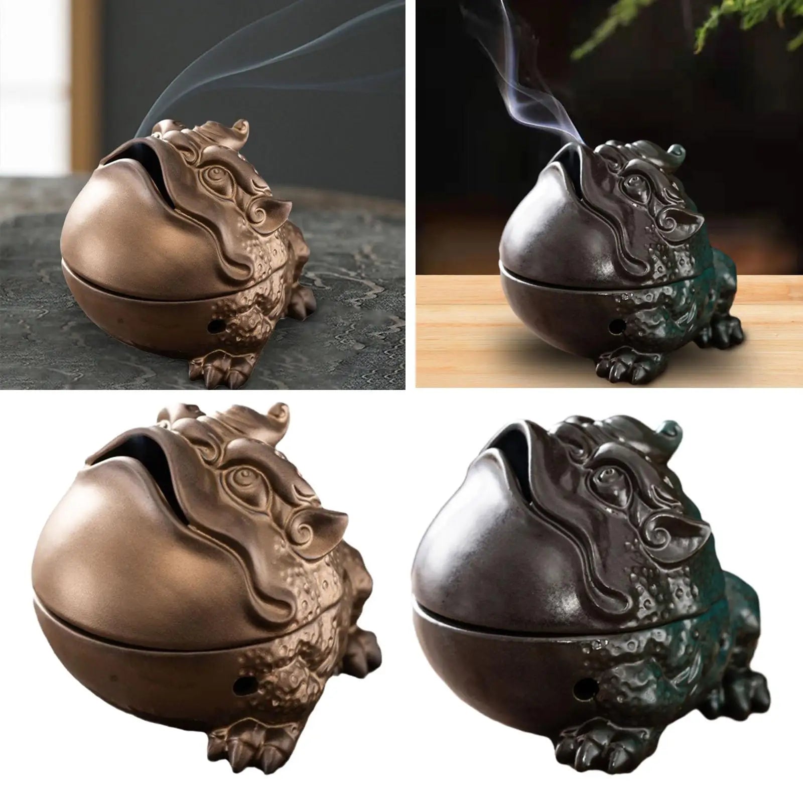 Censer Burner Brave Troops Carved Retro Hotel Toad Tea Ceremony Chinese Styles Feng Shui Ornament Office Decoration Cense Burner