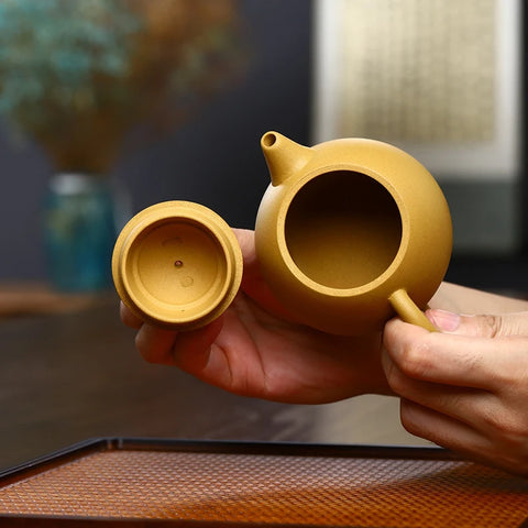 250ML Small Capacity Real Handmade Yixing Kettle Raw Ore Duan Mud Clay Teapot Golden Teaware Kun Fu Zisha Tea Pot Free Shipping