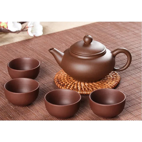 150ml Yixing Teapot Purple Clay Kung Fu Tea Set Handmade Dragon Elephant Squirrel Tea Pot with 4pcs Cup Set