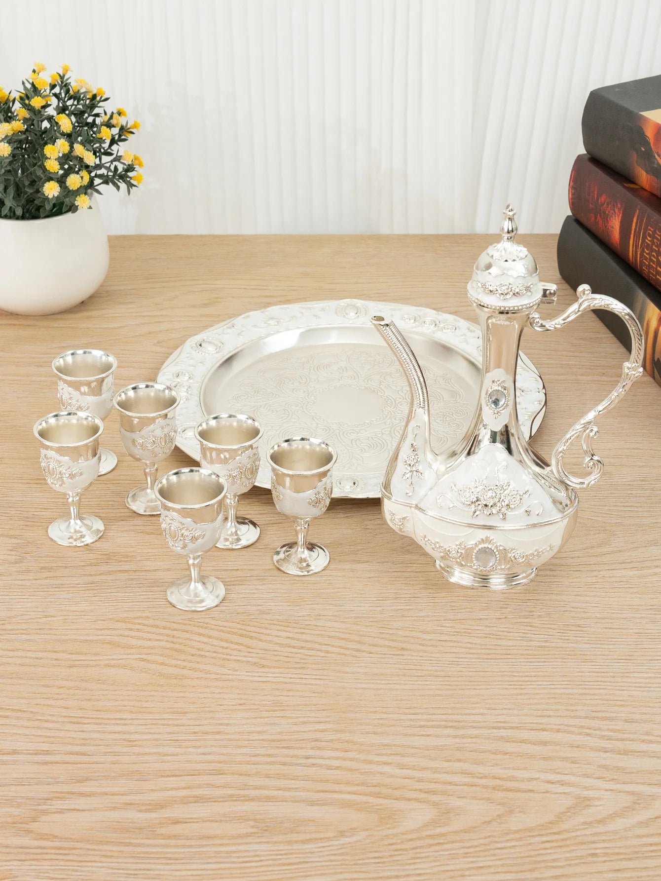 Zinc alloy white wine glass set hand-painted household wineware small wine glass jug wine dispenser high-end Russian wine jug sm