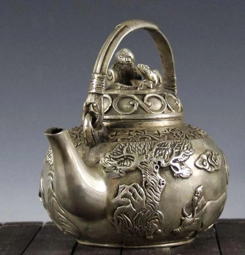 Copper Statue White copper handicraft teapot decoration buffalo pot