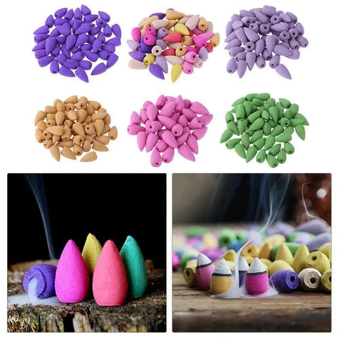 Natural Tower Incense Reflux Incense Cone Fragrance Scent Sandalwood Air Purifying Freshener Toilet Decor