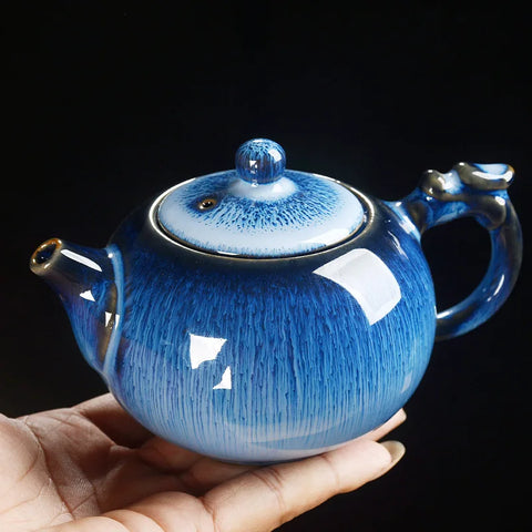 Kiln Change Tianmu Glaze Teapot Household Ceramic Kung Fu Tea Set Longdan Pot Jianzhan Bubble Teapot Xishi Pot