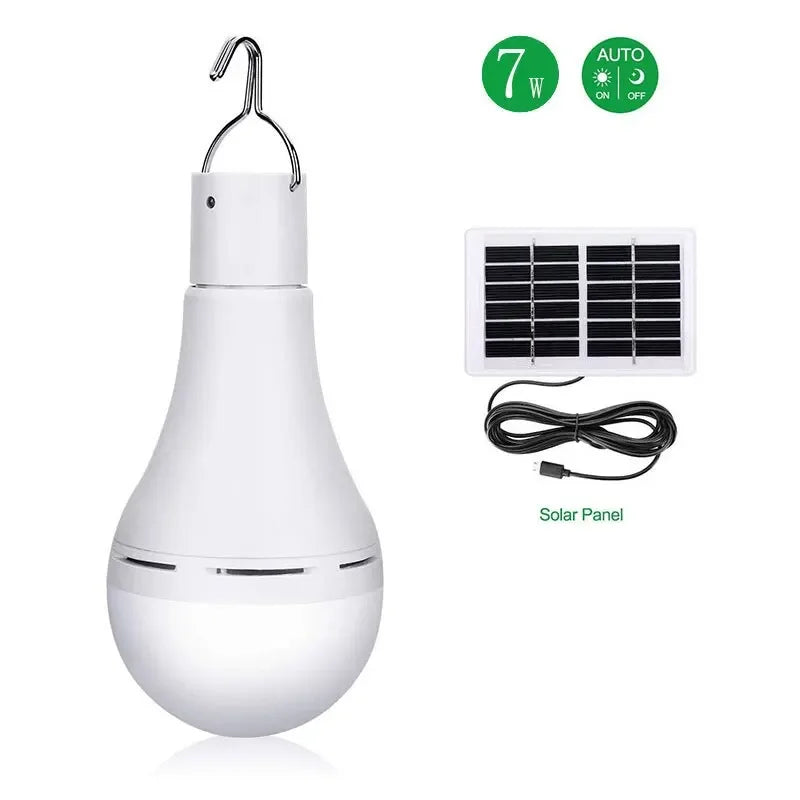 LED Solar Lamp Bulb Outdoor LED Light Bulb 6000K Waterproof Portable Solar Garden Hanging Light Hiking Fishing Emergency Lights