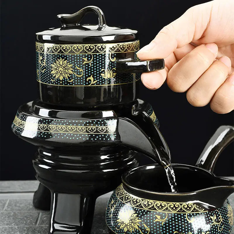 8 Pcs Set Semi Automatic Tea Sets Chinese  Ceramic Purple Clay Tea Set  Tea Cup The Kung Fu Teapot Set