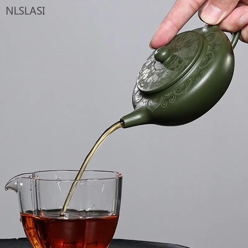 170ml Antique Yixing Purple Clay Teapot Raw Ore Green Mud Filter Tea Infuser Handmade Beauty Tea Pot Chinese Zisha Teaware