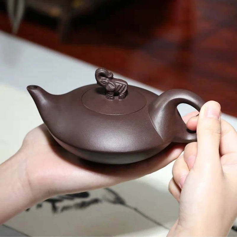 180CC Yixing Clay Teapot Elephant Design Lid Household Kung Fu Teaware Ceramic Kettle Raw Ore Teapots Tea Ceremony Supplies