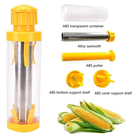 2PCS Deluxe Corn Stripper 10.6Inch Quickly Remove Kernels ABS+Stainless Steel From The Cob No Splatters Or Mess Dishwasher Safe