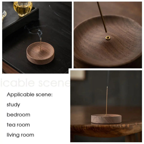 1 Pc Portable Wood Round Incense Censer Stick Holder Burner Stand Mini Incense Holde Multifunction Teahouse Accessory Home Decor